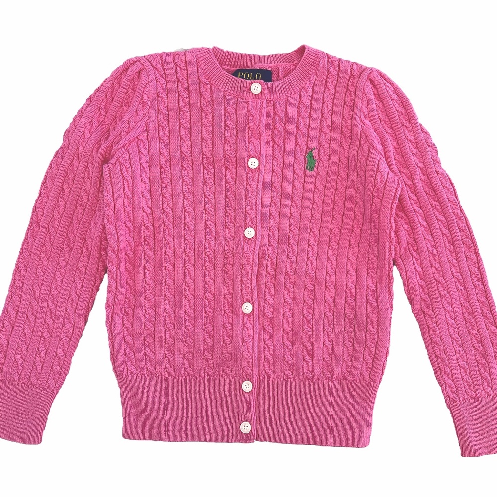Ralph Lauren Girls Mini-Cable Cotton Cardigan Size 4
